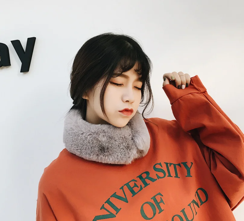 

2018 Fashion Artificial Fox Hair Winter Scarf For Women Scarf Thickened Wool Collar Scarves Girls Neck Scarf Cotton Women Collar