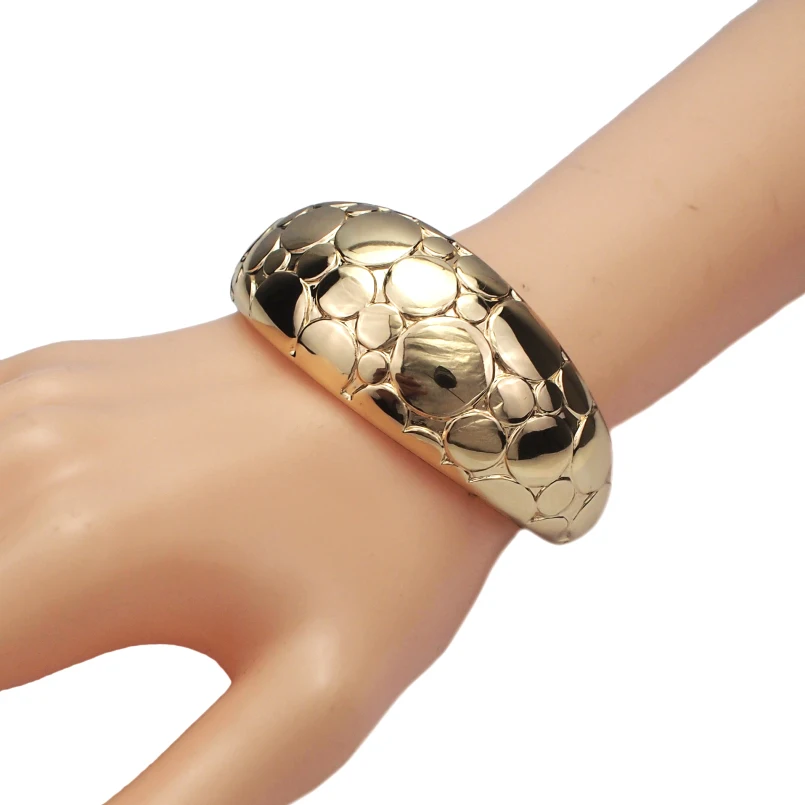 Punk Rough Surface Alloy Big Bangles Trendy Gold Color Statement Cuff Bracelets For Women Jewelry Accessories bangle bracelet