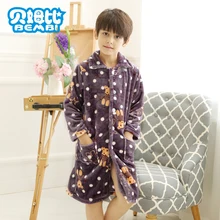 Slee Nightshirt For Kids Boy winter Flannel Pyjamas Warm Cardigan Robes Child font b lounge b