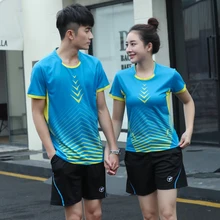 Печать Quick-dry Бадминтон комплекты Для женщин/Для мужчин, спортивные бадминтон одежда, Настольный теннис наборы, носить рубашку теннис AY003