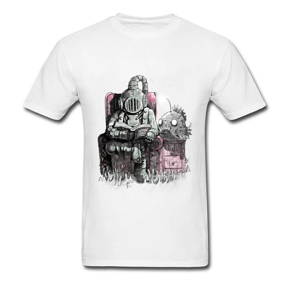 Reading diver Crew Neck Tshirts April FOOL DAY Tops Shirts Short Sleeve Fashionable 100% Cotton Geek T Shirt Slim Fit Youth Reading diver white