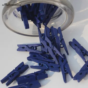 

x50 Royal Blue Mini Wooden Clothespins Navy Blue Scrapbooking Small Clips Baby Shower Fairy Garden Decor Pins Summer DIY Crafts