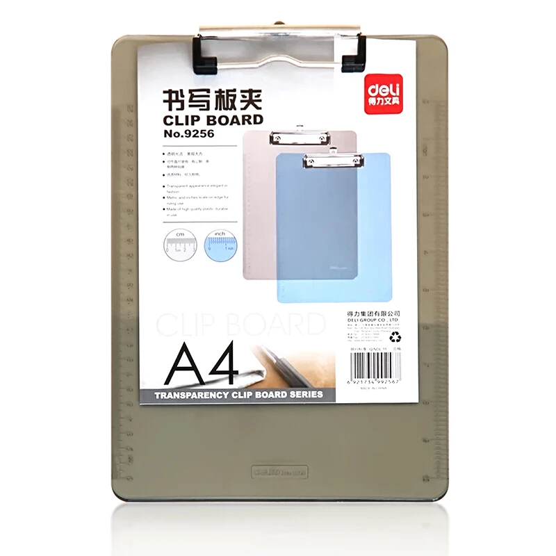 

Deli Transparent A4 Plate Holder / Paper Clip / Write Sub-Plate Holder 315*226 Size Plate Holder 9256