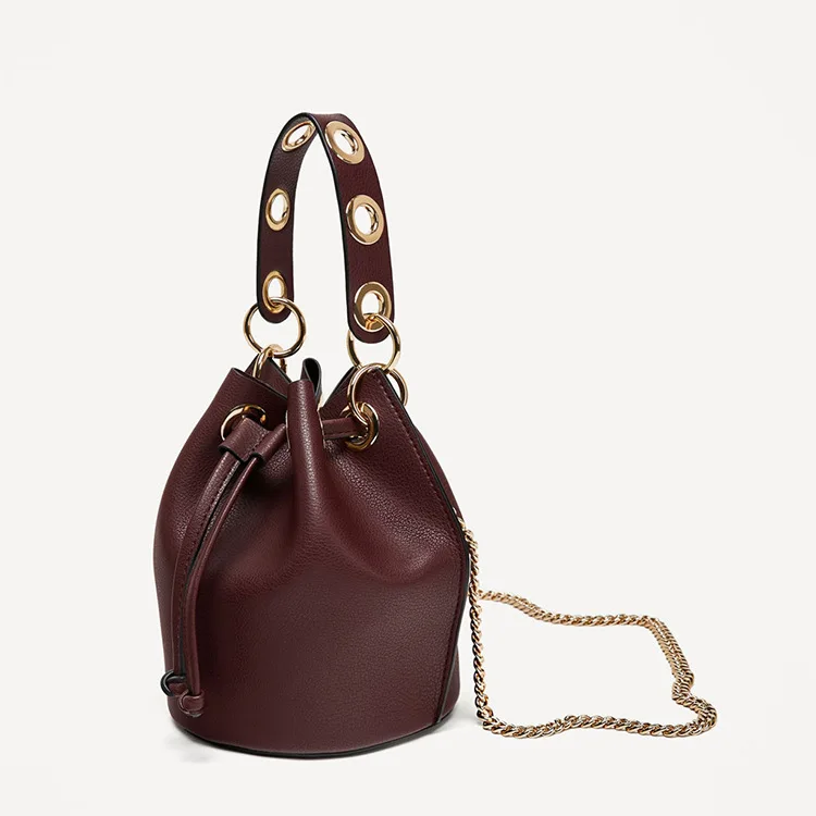 

New Women's bag European and American fashion fringed pumping chain bucket packets shoulder bag handbag