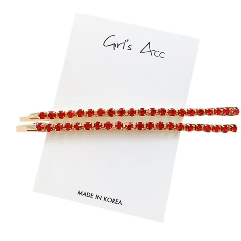 1 pair Women Metallic Curved Bobby Pins Hair Clips Colored Glitter Shimmer Rhinestone Hairgrips Faux Crystal Diamond Barrettes