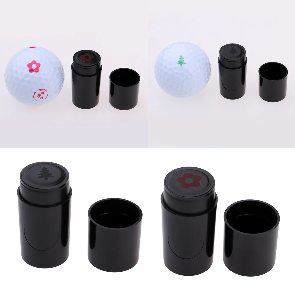 2Pcs Bright Flower/Tree Design Shape Print Golf Ball Stamp Stamper Marker for Golfer Gift Golf Ball Stamper Stamp
