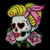 Ojos amorosos Pin Up chica y rosa parche cráneo damas detrás bordado hierro en o coser parches 3,5*4 pulgadas envío gratis ► Foto 3/4