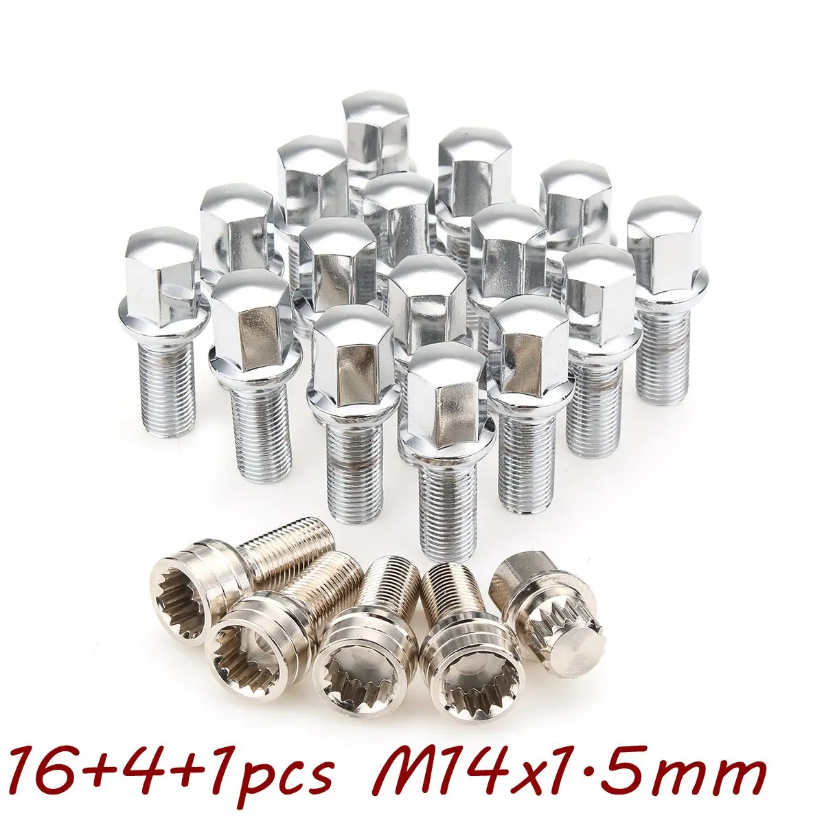 20 12x1.5 M12X1.5 35MM SHANK CHROME BALL RADIUS SEAT WHEEL LUG BOLTS OE STYLE