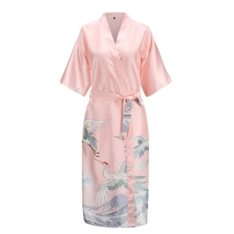 

Summer Women's silk nightgown bride's wedding dressing gown cardigan sexy bathrobe silky short sleeve Sleepwear nightgown