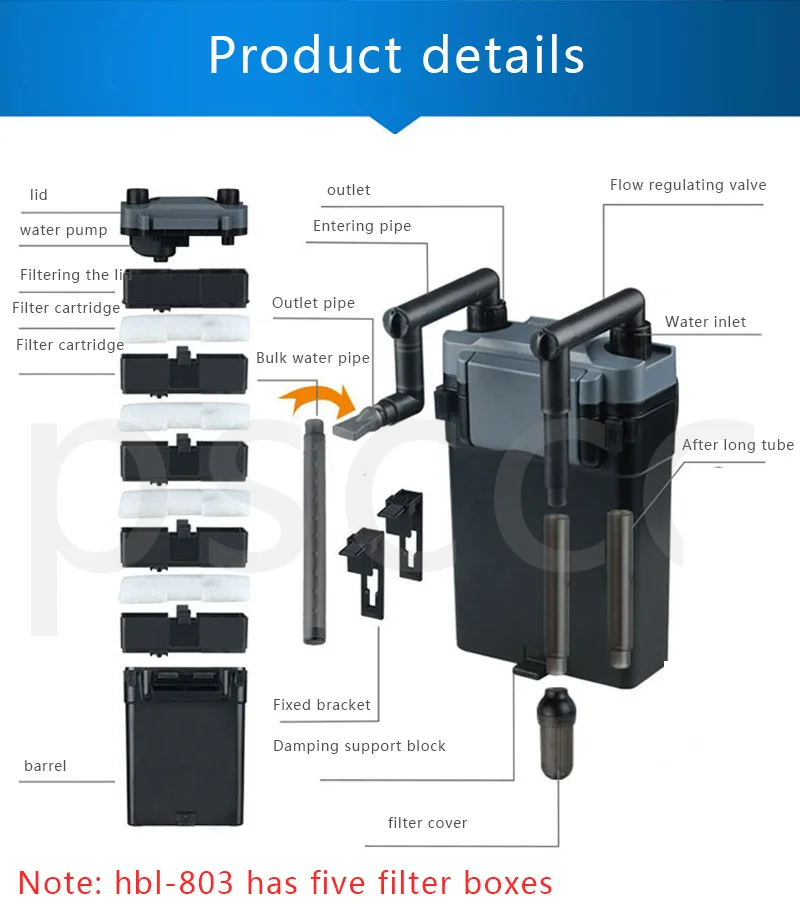 6 Вт Настенный фильтр для аквариума задний подвесной водопад пейзаж увеличивает угольный фильтр HBL 801 802 803