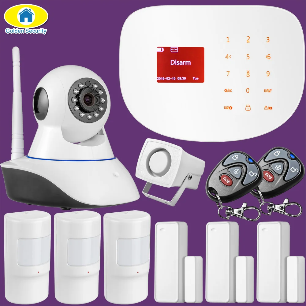 S2W Wi-Fi GSM GPRS беспроводной проводной домашний бизнес Охранная Сигнализация приложение управление сирена детектор движения PIR датчик дыма - Цвет: Set H