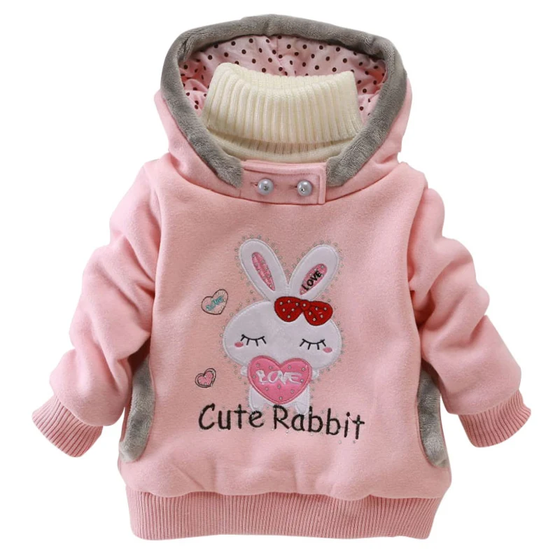 Kids Jackets 2015 Children Clothing Cartoon Rabbit Fleece Outerwear Girls Clothes Hooded Jacket Winter Coat Roupa Infantil