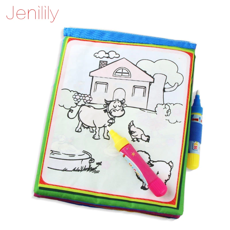 Jenilily JN1392-2 новая волшебная детская водная книга для рисования+ 2 волшебные ручки/Детская Интимная раскраска водные животные доска для рисования