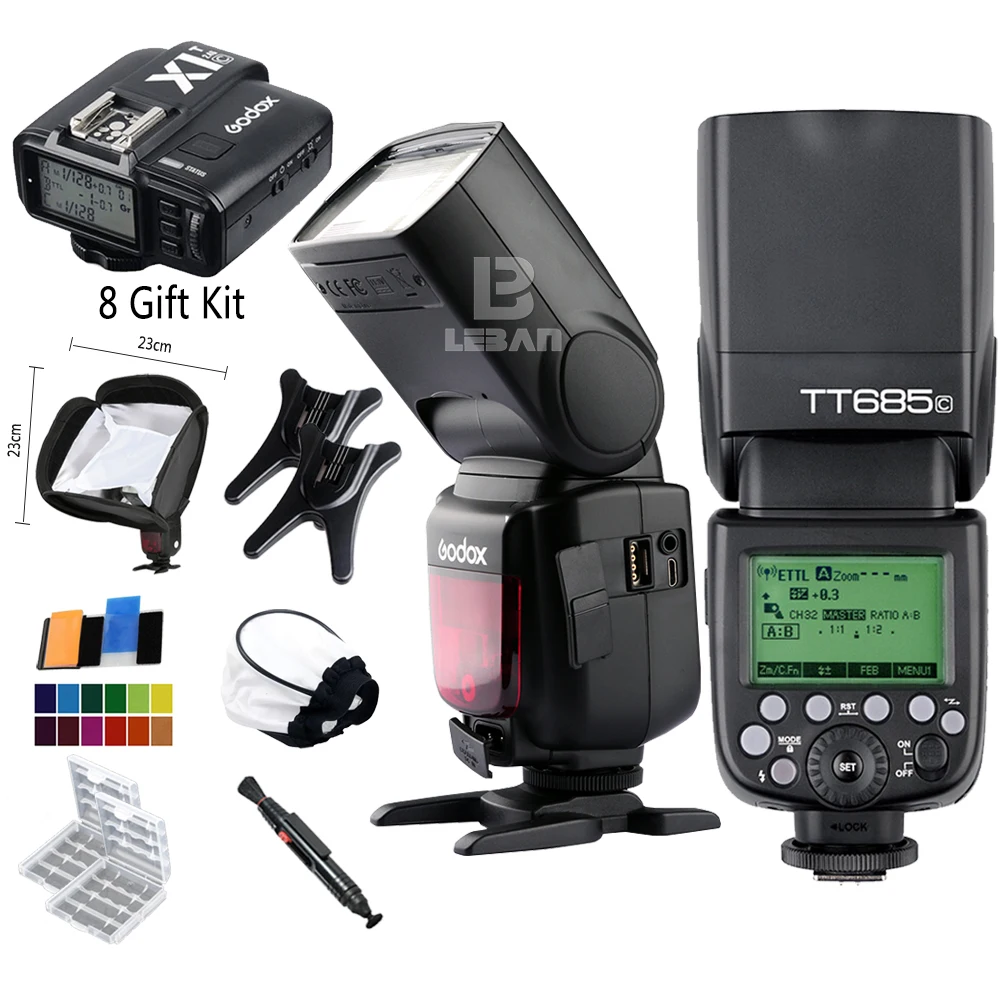 2X Godox TT685C 2.4  HSS GN60 E-TTL  TTL   + X1  Canon 1100D 1000D 7D 6D 60D 600D 500D 50D + 8  