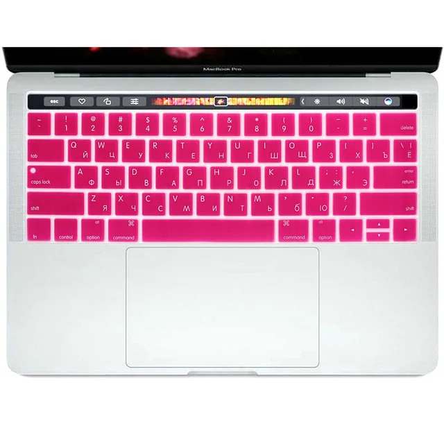 Силиконовая клавиатура для MacBook Pro 13 15 retina с сенсорной панелью A1989 A1990 и A1706 A1707 - Цвет: Rose