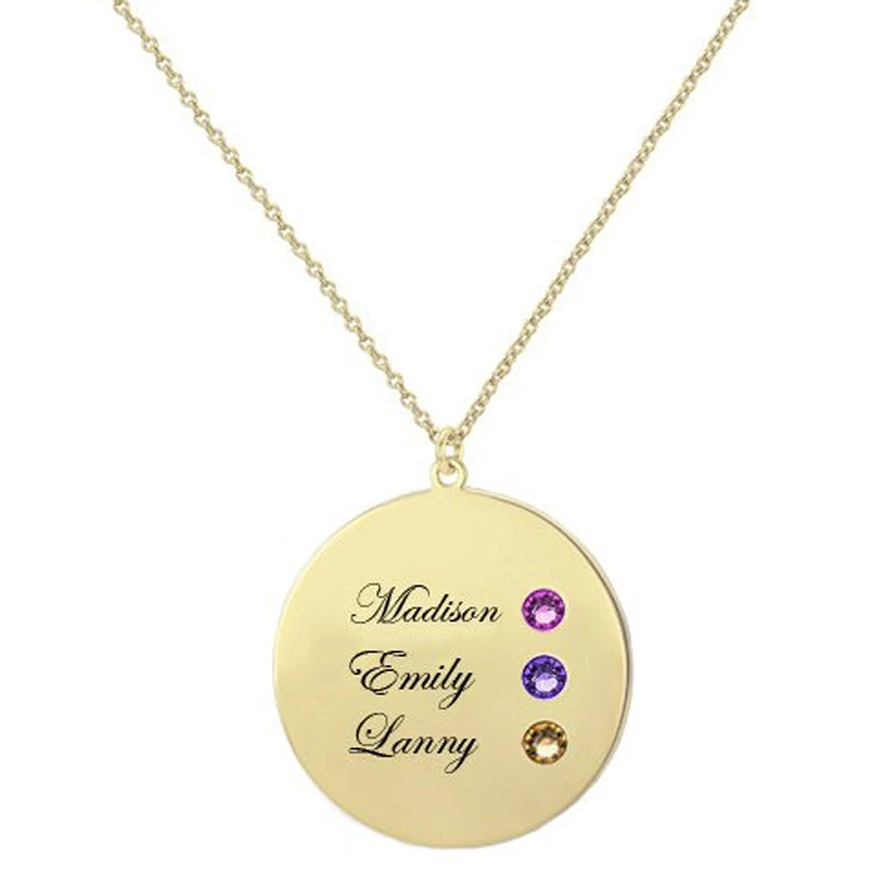 

Popular Disc Pendant Necklace 2018 Exquisite Birthstone Crystal Collares Jewelry Best Gift Can Custom Made Any Name YP2958