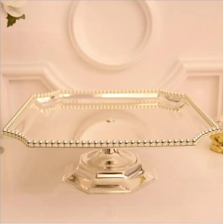 Европейская Посеребренная стойка для торта восьмиугольник блюда для тортов инструменты для украшения свадебного торта подставка для свадебного украшения DGJ020 - Цвет: L31.5XW31.5XH12cm