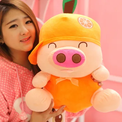 

Stuffed animal 50cm fruit pig plush toy orange McDull pig soft doll throw pillow gift w3391