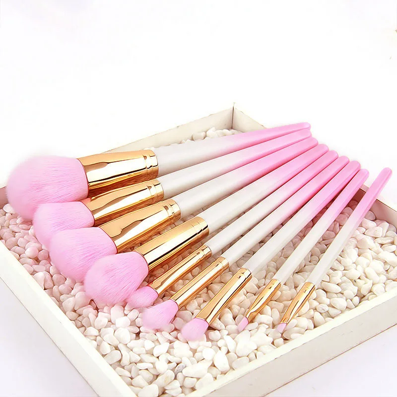 

9 Pcs New Pink Crystal Makeup Brush Set Eye Shadow Concealer Crease Eyebrow Foundation Brushes Face Brush Tools