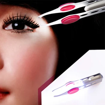 

New Arrival Make Up Tools LED Light Eyelash Eyebrow Hair Removal Tweezer Face Hair Remover Stainless Steel Eyebrow Tweezers