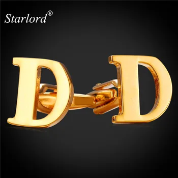 

Starlord Cufflinks Cuff Buttons With Letters D For Men High Quality Gold Color Metal Wedding Shirt Cuff Links C2034