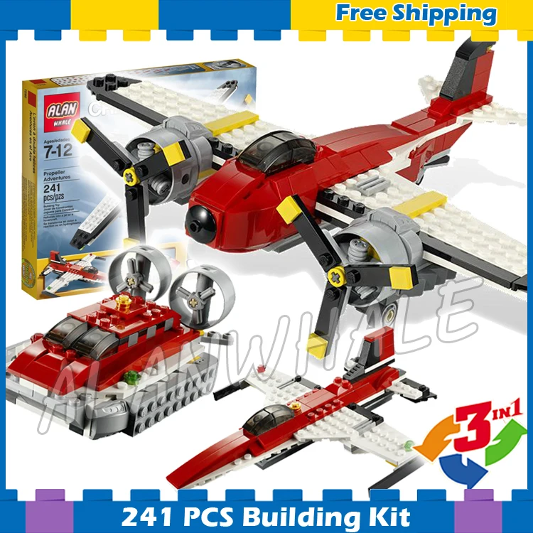 241 шт 3в1 Creator Propeller Adventures Sleek Jet Hovercraft Transform 3111 DIY модель конструктора наборы