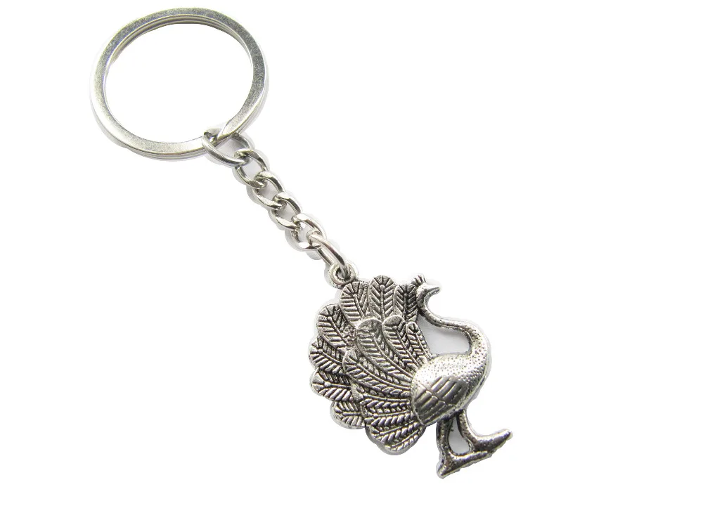 2pcs / lot Wholesale Peacock Keychain, Peacock Charm, Bird Keychain