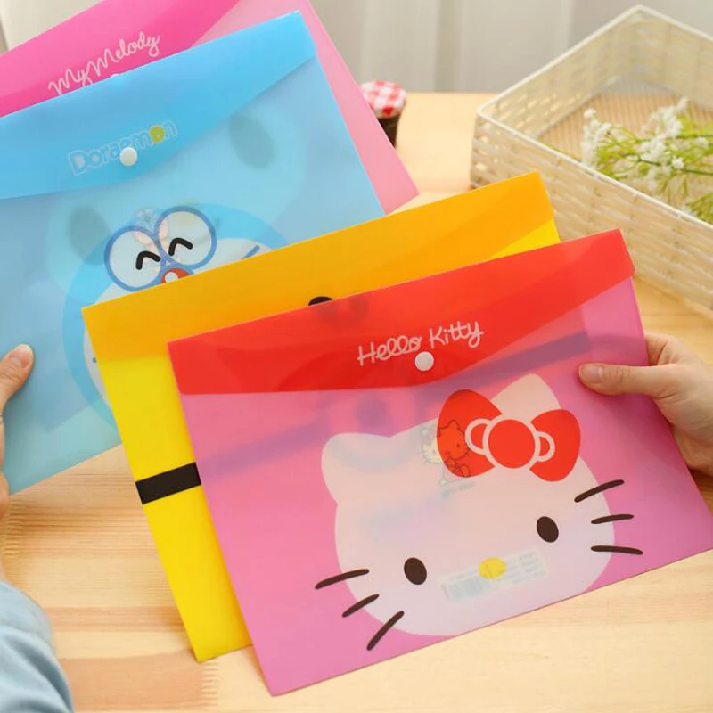 

Korean creative cartoon Hello Kitty A4 file bag Cute Doraemon Office school archives Information bag