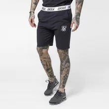 Высокое качество, летняя брендовая Для мужчин хлопковые шорты Сик шелковой вышивкой шорты для фитнеса бодибилдинга Повседневное тренировочные спортивные Для мужчин шорты