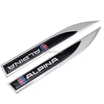 

2 x Car Body Fender Side Metal Chrome Zinc Alloy Knife Side 3D Emblems Badge Sticker Decals For Alpina B5 B6 B7 D3 D4 D5 XD3 XD4