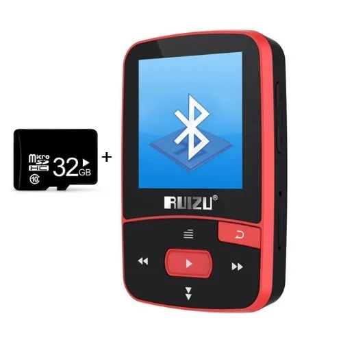 Ruizu X50 Спорт Аудио Мини Bluetooth Mp3 плеер аудио Mp3 с широким диапазоном, цифровой Hi-Fi Экран Fm Flac Usb 8 Гб без потерь - Цвет: red with 32gb