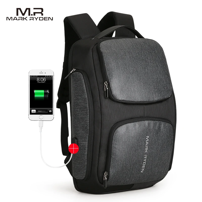 Mark Ryden 2018 New Solar USB Recharging Backpack Water Resistant Backpack Laptop Backpack Men fit for 15.6 Inch Laptop