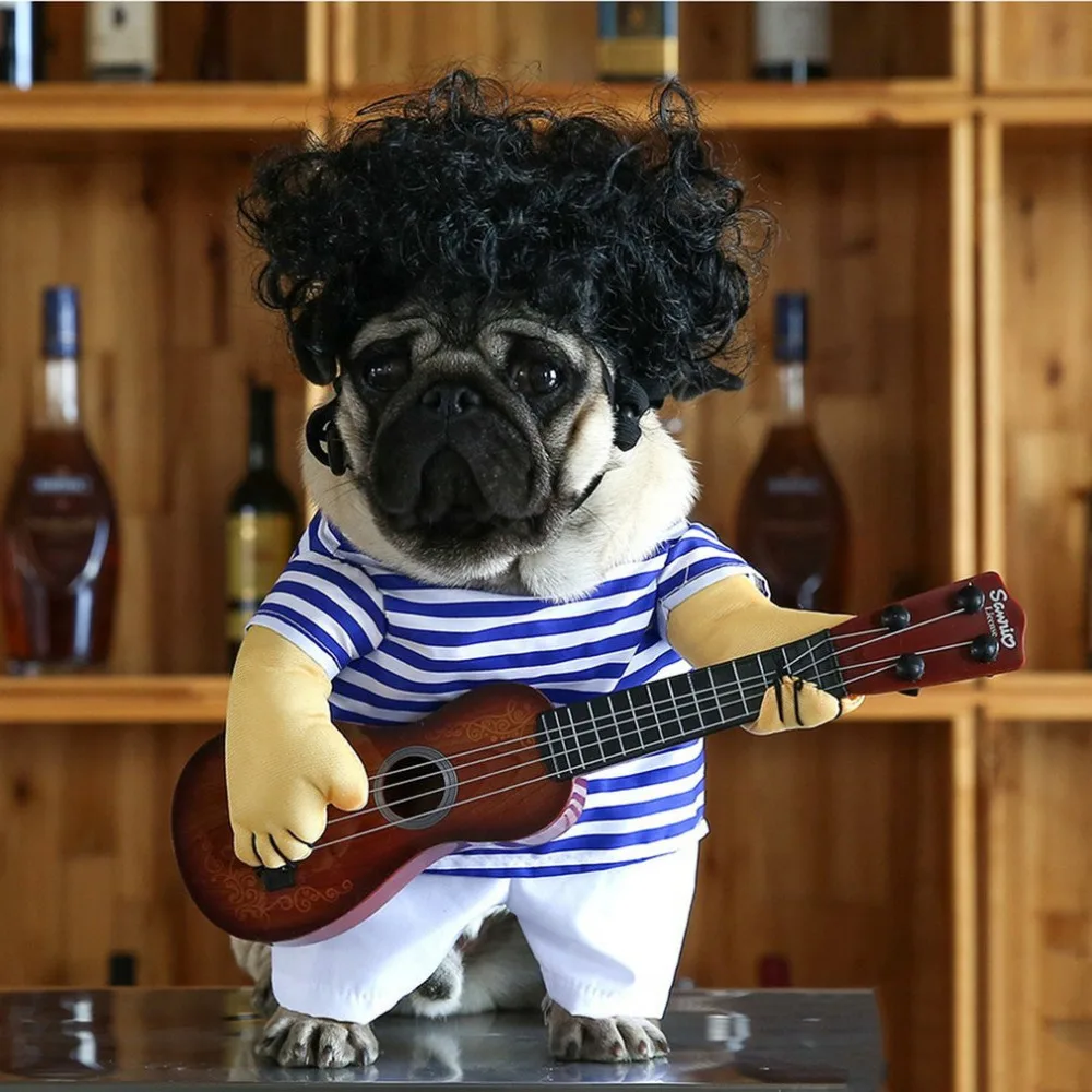 

Cute Funny Pet Guitar Clothes Cat Dog Guitarist Dressing Costume Pet Guitar Dress Cosplay Perform Clothing Pet Products