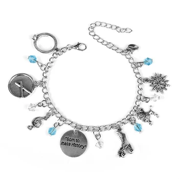 

MQCHUN 12PCS/LOT Jewelry Accessories Cartoon Yuri on Ice Snowflake Inspired Charm Beads Bracelet Chian Links Wristlets Anklets-2