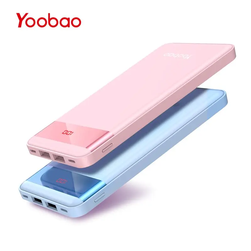 Yoobao KJ04 10000 мАч портативное зарядное устройство ультра тонкий аккумулятор литий-полимерный внешний аккумулятор с цифровым дисплеем для huawei iPhone LG