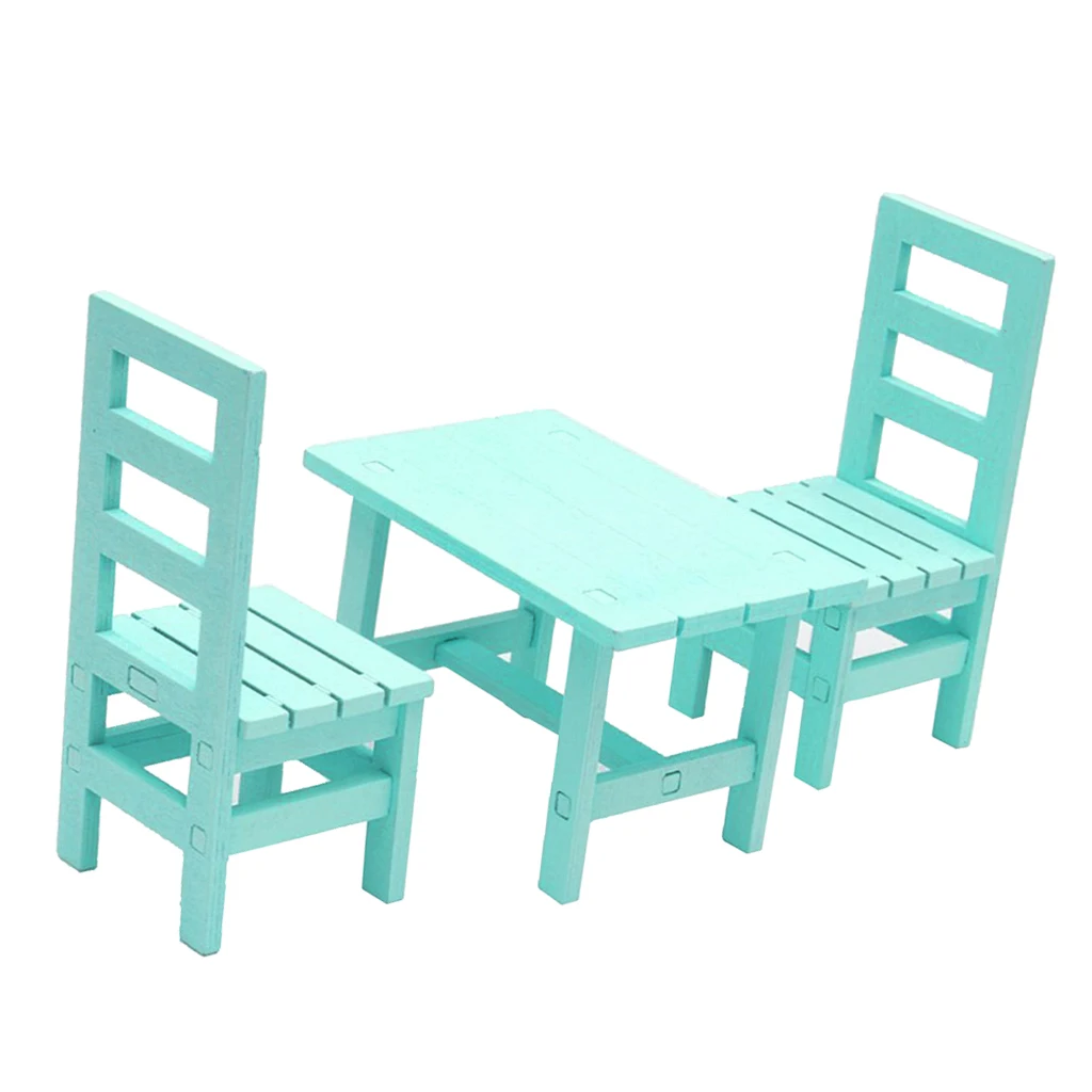 1/6 Miniature Dollhouse Mini Oblong Dining Room Table Chairs Set Kitchen Furniture Accessories
