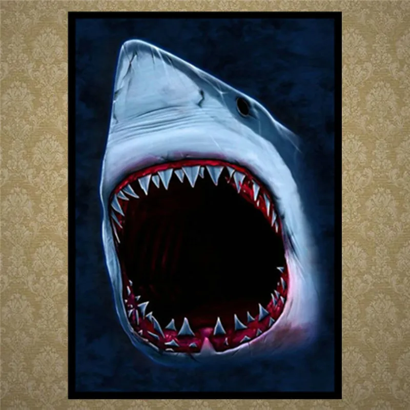 

Diamond Cross Stitch/5D DIY Full Round / Shark Diamond Embroidery / Sticker Home Decor