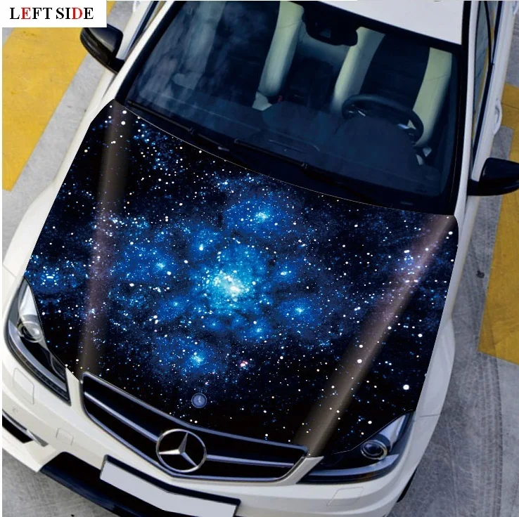 

LEFT SIDE Car Stickers HD Inkjet Head Star Night Decal Styling Decor Carbon Vinyl Cover Waterproof Starred Sky Firework Flower