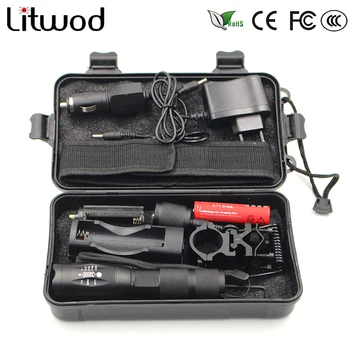 

Hunting Light Led Flashlight Lantern Torch Charger Tool Box LED Bulbs Shock Resistant Rechargeable T6 Litwod Adjustable White