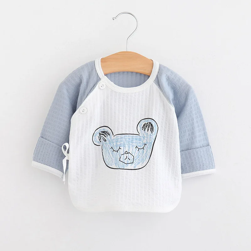 Весенне-зимняя одежда для новорожденных 0-3 месяцев, детские блузки из хлопка, летние рубашки с длинными рукавами для мальчиков и девочек