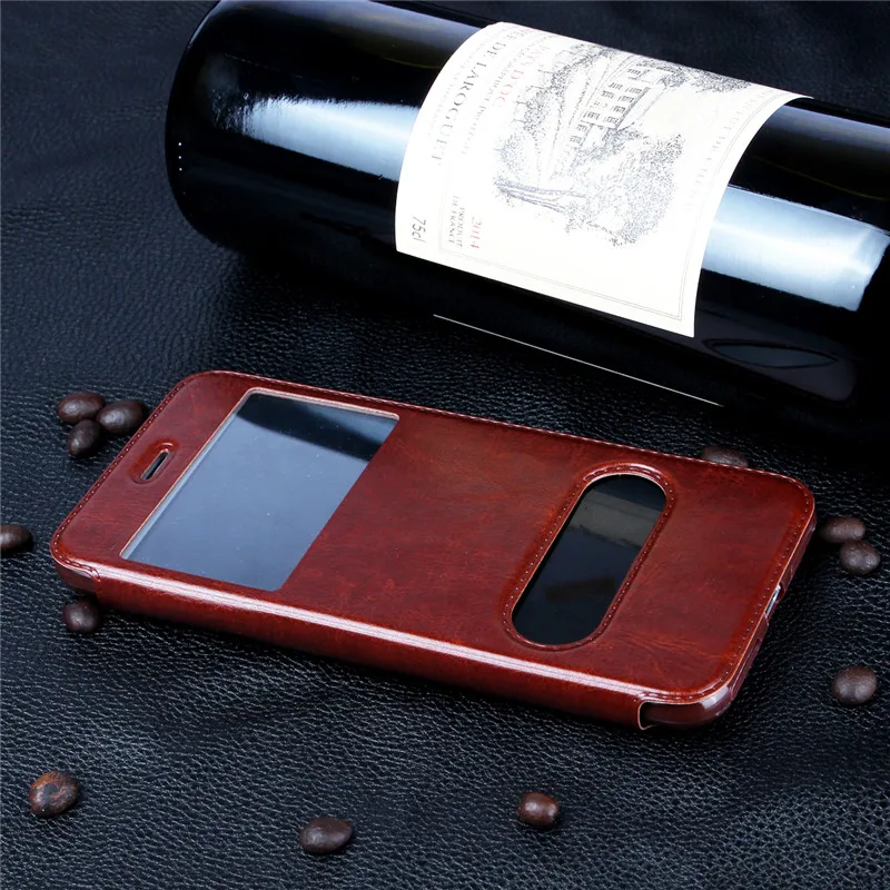 Luxury Flip Cover Leather Case for iPhone 5 5s SE 6 6s Plus 7 Plus 8 Phone Case Shockproof Window Back Cover for iPhone 8 Case