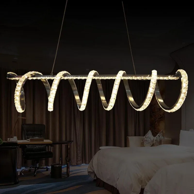 Postmodern light luxury crystal chandelier creative led living room lamp simple atmosphere warm bedroom dining | Освещение