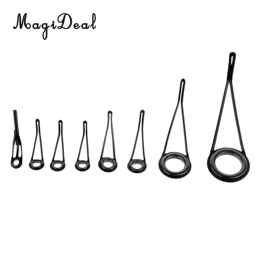 8pcs Fishing Rod Rings Stainless Steel & Ceramic Fishing Rod Guides Rings 0.28cm - 1.1cm Repair Kit DIY