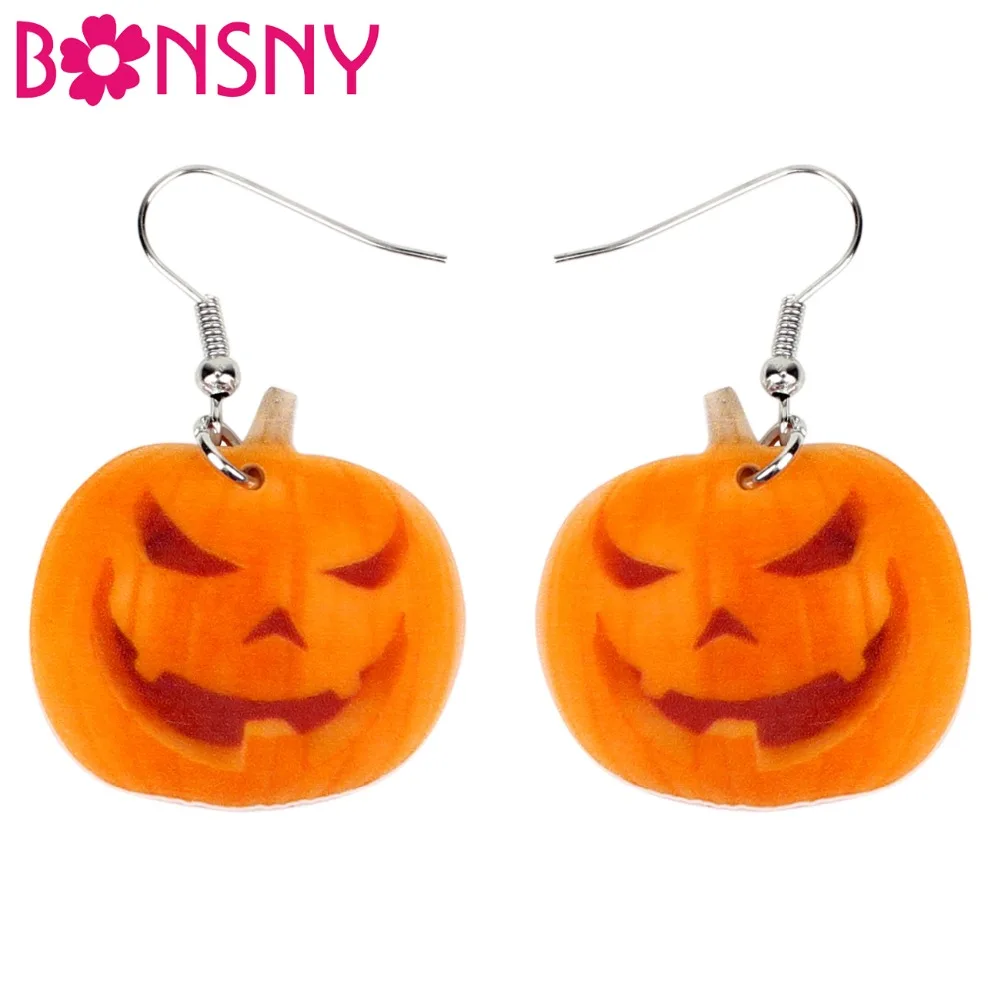 Buy Bonsny Acrylic Halloween Smile Pumpkin Earrings