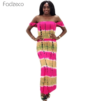 

Fadzeco African Dress For Women Wrapped Chest One-Collar Ethnic Print Maxi Dress Slim Backless Long African Print Dress