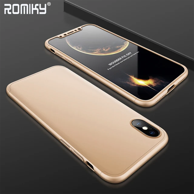 10pcs Romiky 360 Full Protection Cover For iPhone X 10 Case + Tempered