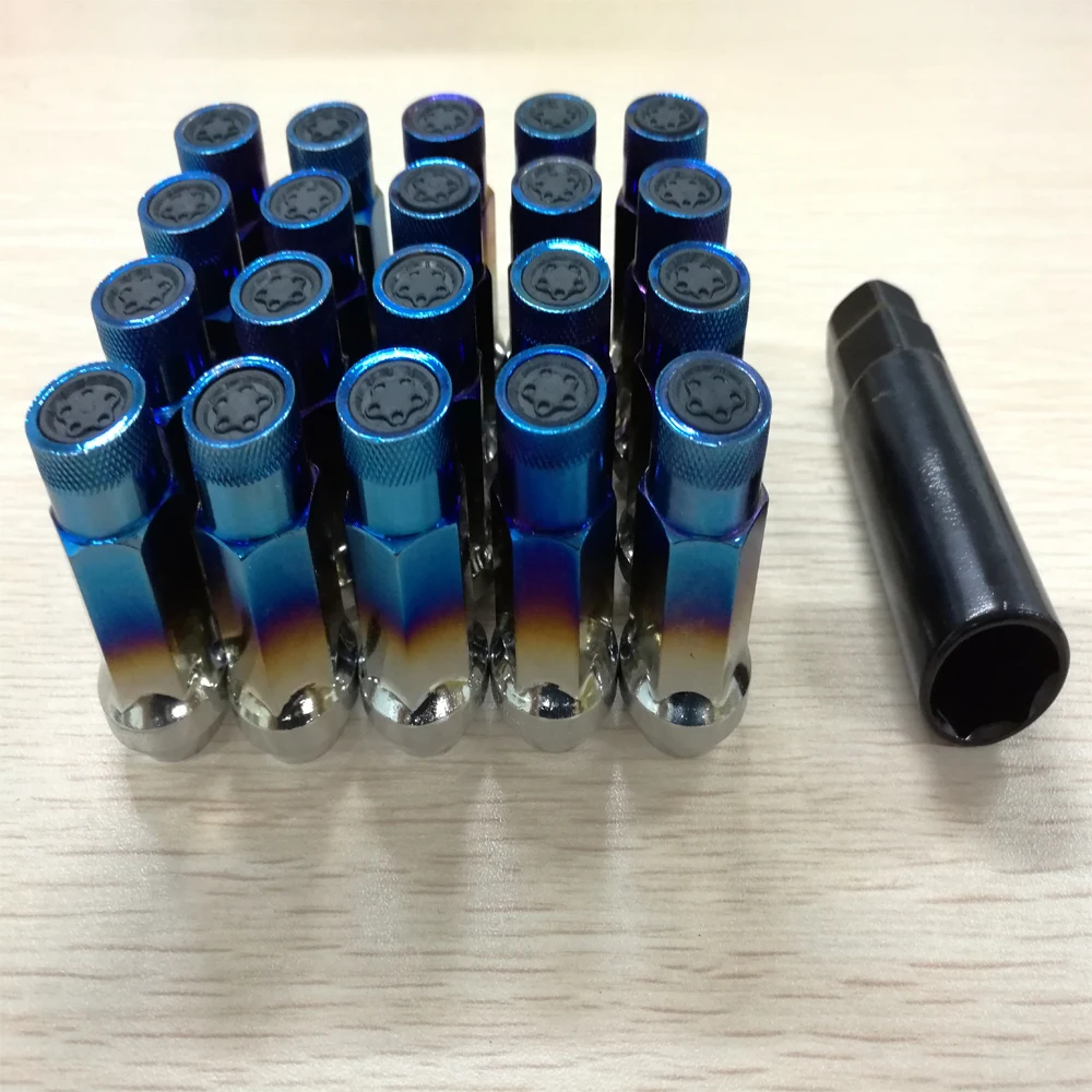 Wheel Lug Nuts Steel Open Extend Dust Cap 20x Neo Titanium Blue for Suzuki Swift+ X-90 Sidekick Samurai Verona XL-7 2002-2006