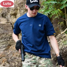 LUTU Спорт на открытом воздухе тактический круглый вырез походная рубашка с коротким рукавом летняя быстросохнущая дышащая эластичная Военная Рубашка
