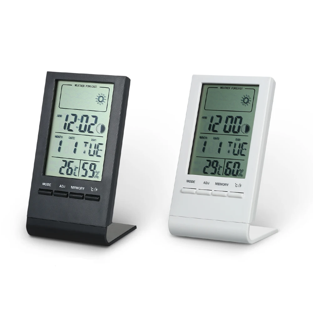 

Mini Digital Thermometer Hygrometer Indoor Temperature Humidity Meter Gauge Clock Weather Station Forecast Max Min Value Display
