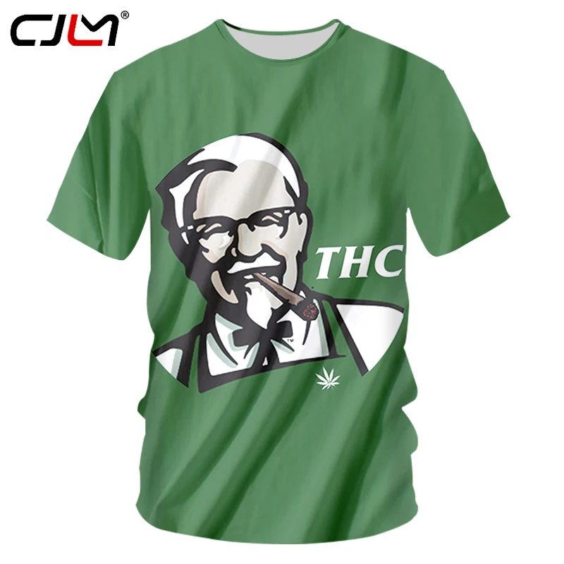 CJLM Зеленая Мужская футболка, Новое поступление, THC 3D KFC X 420, с принтом, футболки в стиле хип-хоп, с круглым вырезом, в стиле хип-хоп, уличная одежда, футболки, S-7XL